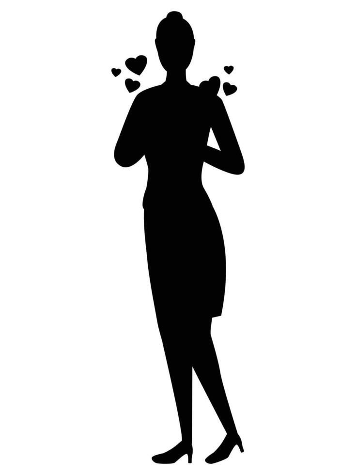 Silhouette of Romantic Couples Embracing at Sunset vector