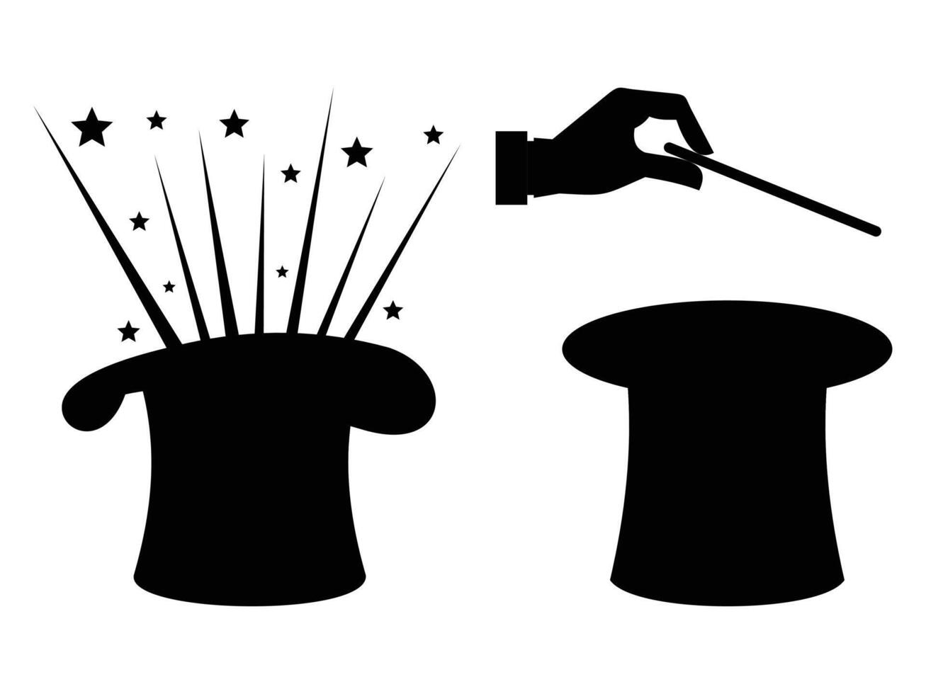 Silhouette of a Magic Hat with Mystical Effects vector