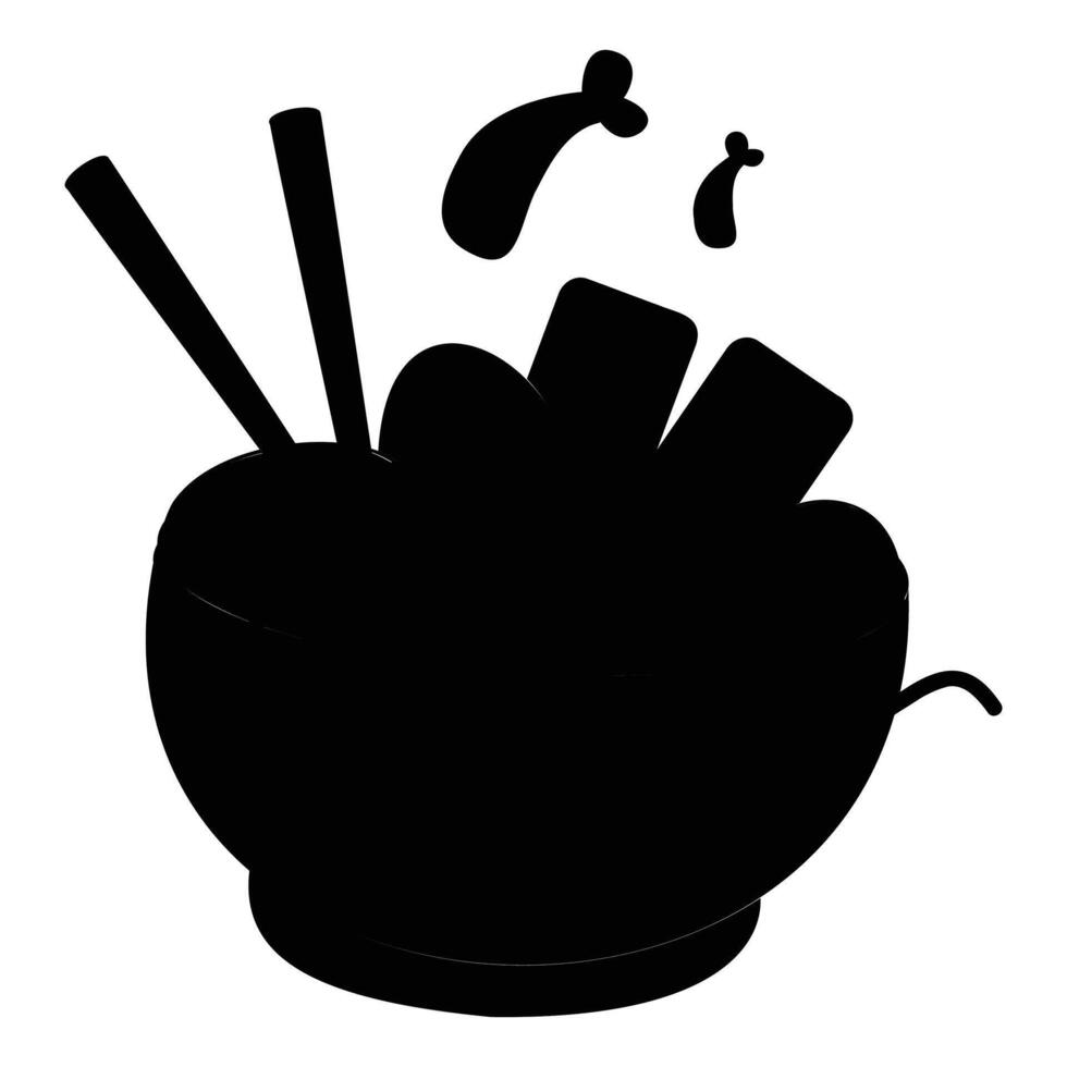 Silhouette of Traditional Japanese Food with Chopsticks and Sushi vector