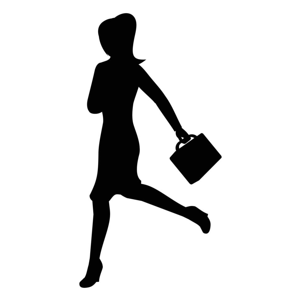 Businesswoman Going to Work Silhouette Icon for Professional and Corporate Themes vector