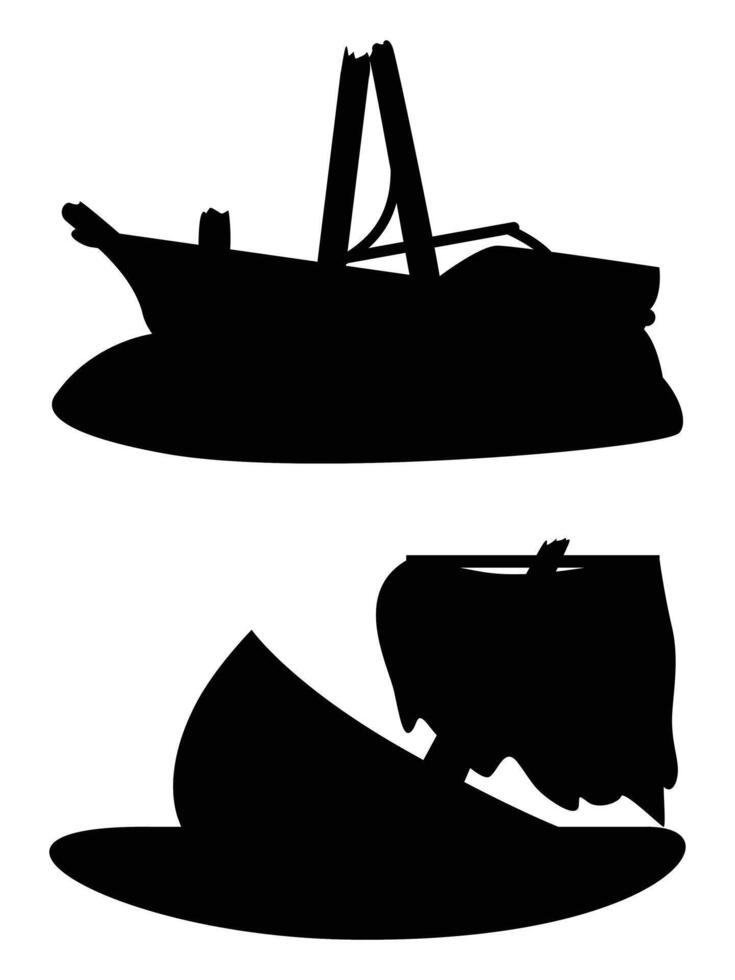 Silhouette of a Mysterious Shipwreck at Sunset vector