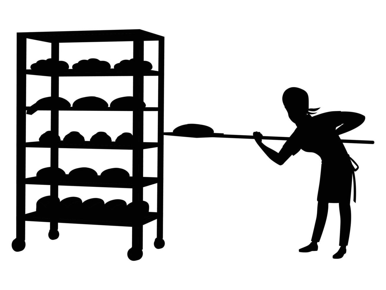 Silhouette of a Miller and Baker with Tools and Bread Icons vector