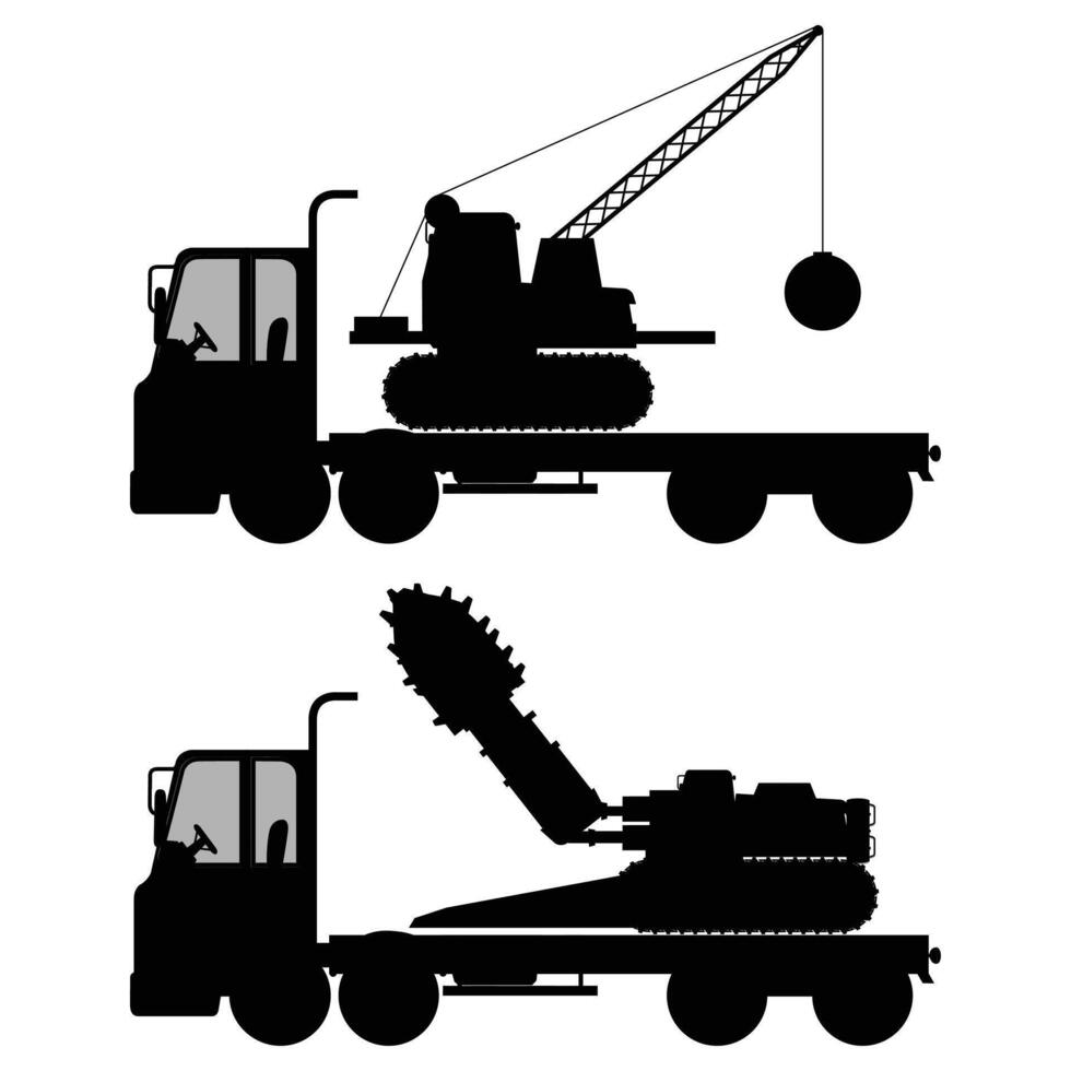 Silhouette of a Concrete Mixer Truck in Action on a Construction Site vector