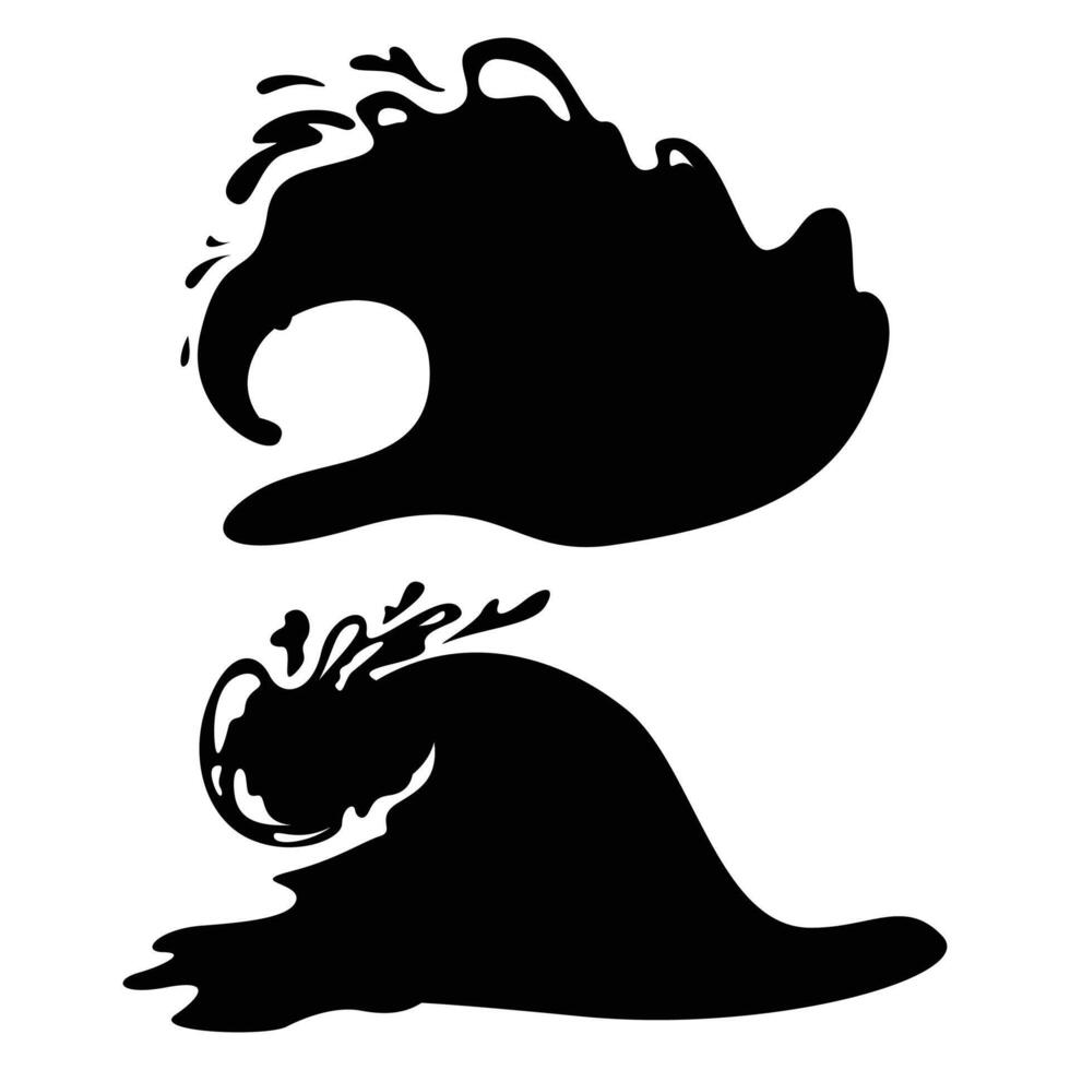 Silhouette of a Sea Wave Crashing Against the Shore vector
