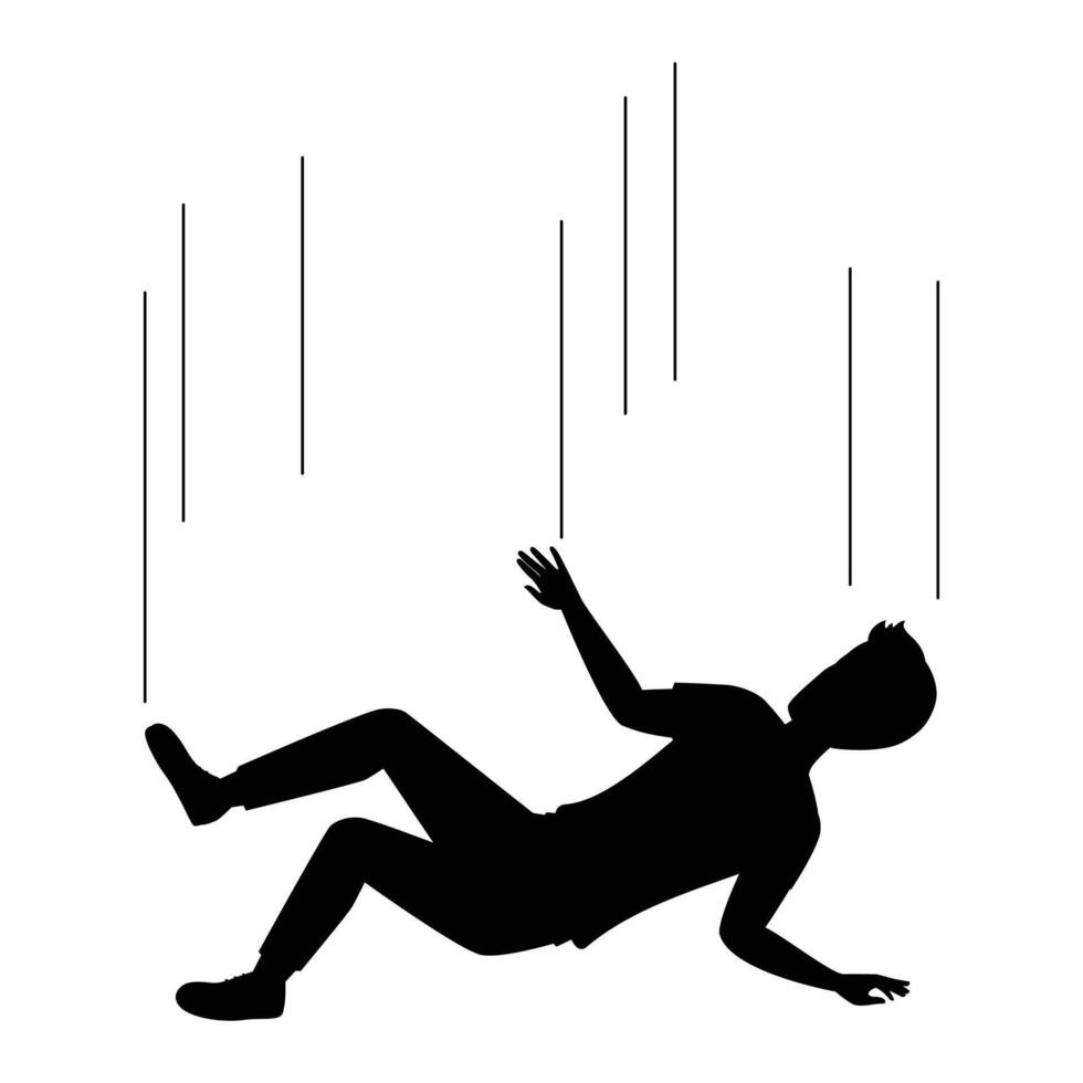 Silhouettes of People Falling Dynamic Motion and Action vector