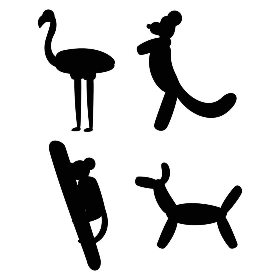Silhouette of Animals Shaped as Balloons Floating in the Air vector
