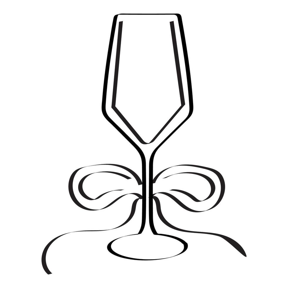 original icon of a rectabgular wine glass with an olive in it is drawn with a black outline vector