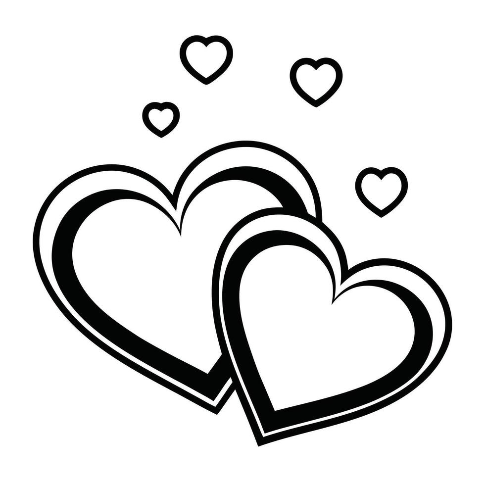 Minimalist Illustration of Two Overlapping Hearts in Black and White vector