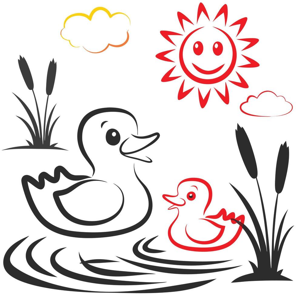 Cartoon Duck Illustration for a Cute Coloring Book Page vector