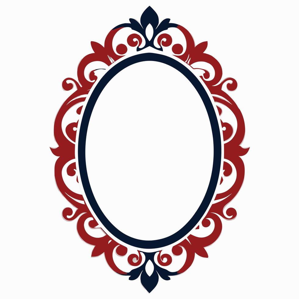 Beautifully Carved Floral Oval Photo Frame Illustration vector