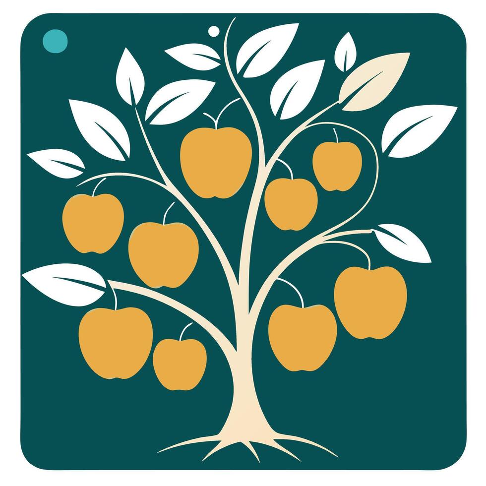 Elegant Line Art Illustration of an Apple Tree with Fruit vector