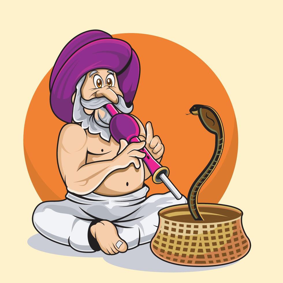 Indian Snake charmer vector