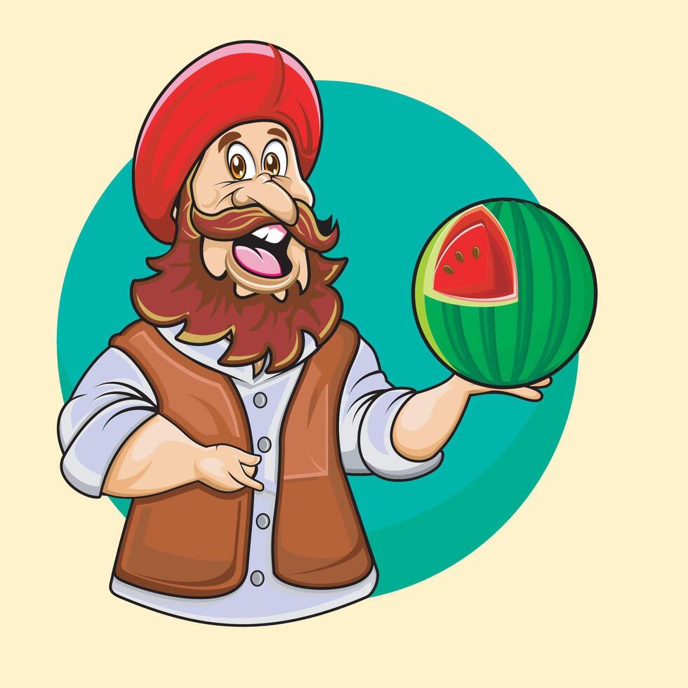 Indian watermelon dealer vector