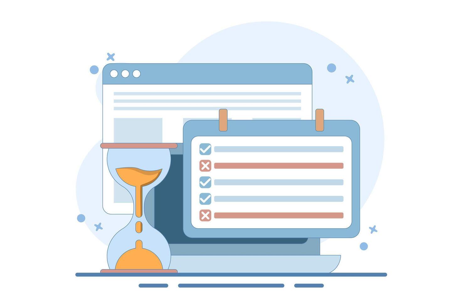 schedule planning concept. priority, important, reminder days on calendar. setting and time. Flat cartoon style. Flat design illustration on background. vector