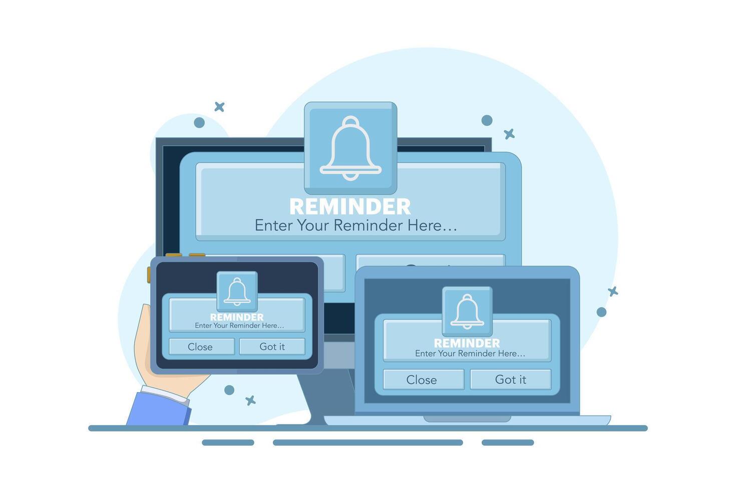 Reminder Concept. Notification calendar reminder. Business planning, events, reminders and schedules. Banner design, website page development. Email marketing, online advertising concept. vector