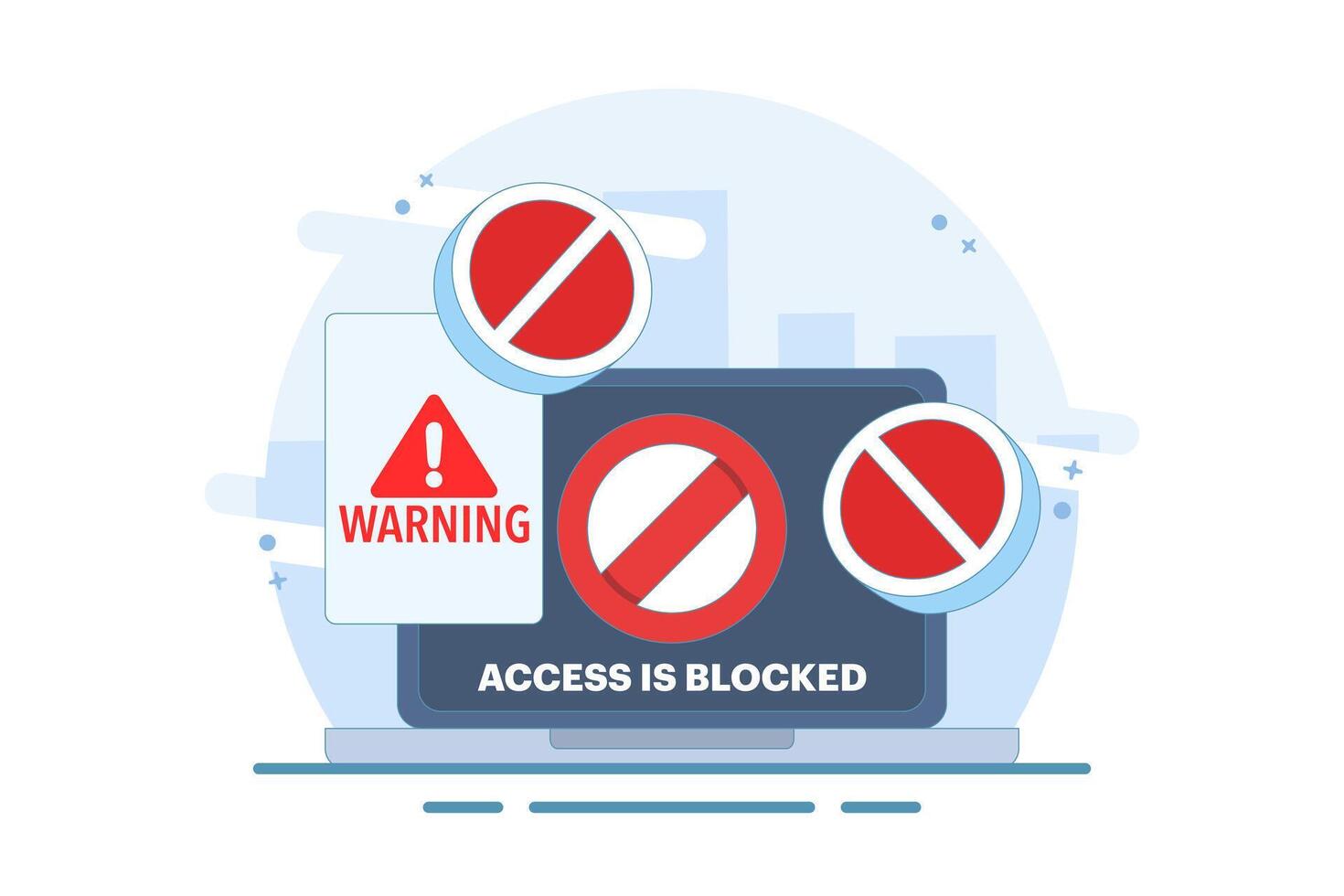 Online graphic concept of restricted access blocked on device,cyber danger warning,unauthorized internet web access prohibited or blocked,digital security sign prohibited denied. vector