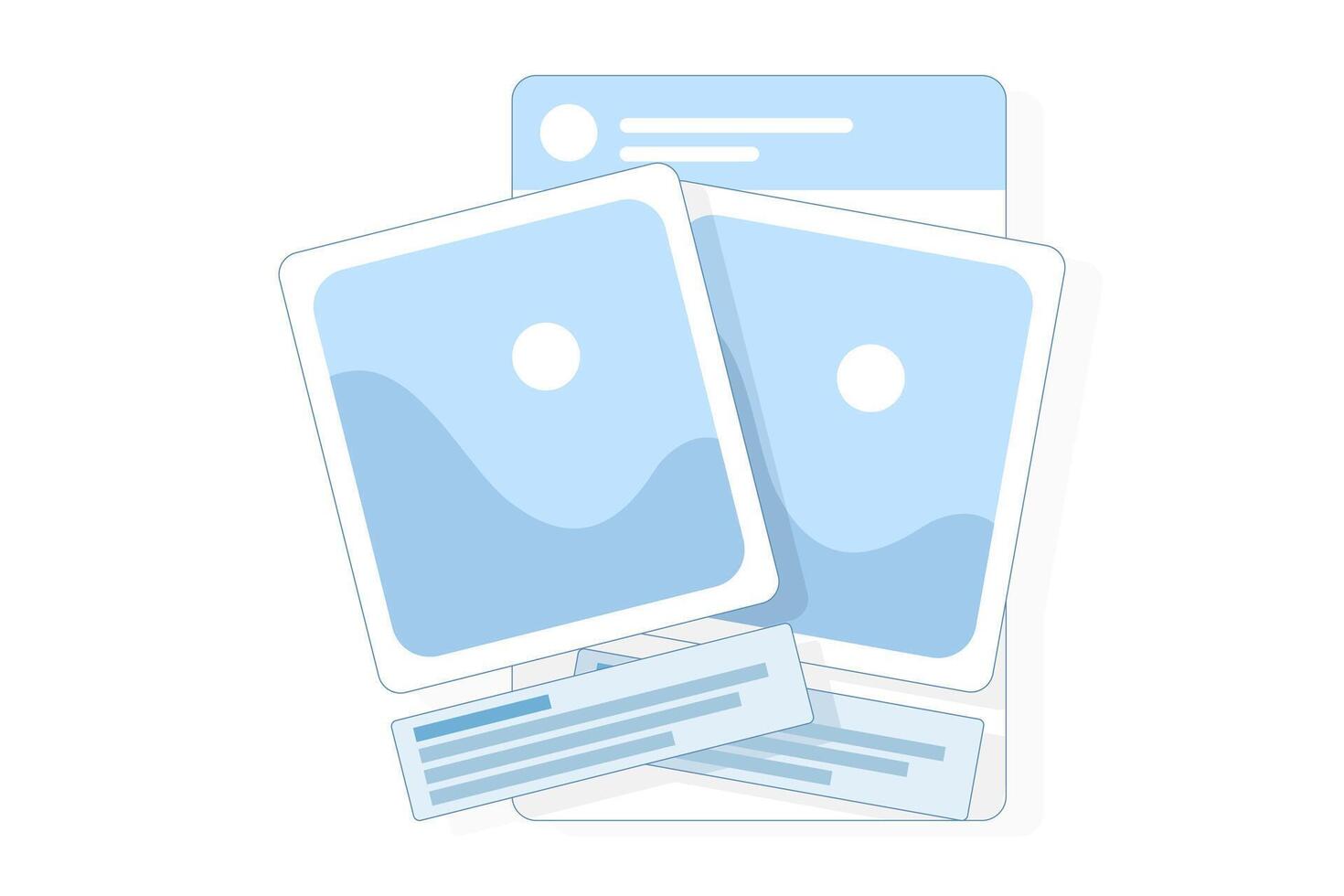 mobile photography app concept, social networking app photo comments on mobile or online public service image sharing on smart phone. flat illustration. vector