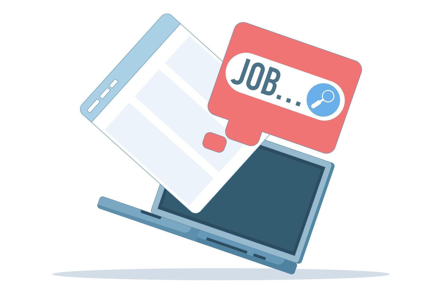 Concept of Online job search on website, web page with job alerts. Search vacancies in search bar. Career, find opportunities, job positions. Online recruitment service. Flat illustration. vector