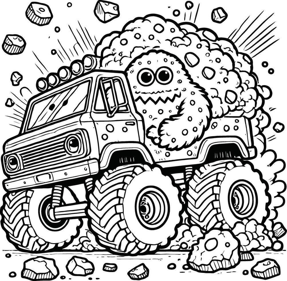 Printable Monster Truck Coloring Pages for Toddlers vector