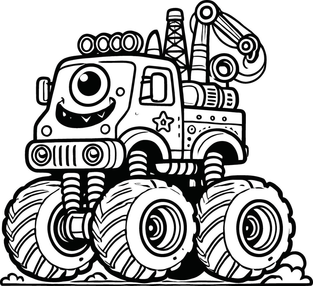 Monster truck coloring pages for kids, Coloring Fun with Monster Trucks for Young Kids vector