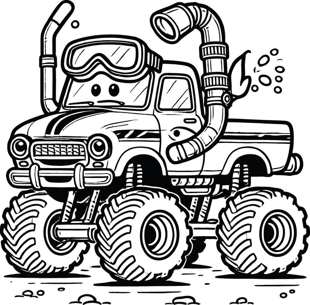 Awesome Monster Trucks Coloring Pages for Kids vector