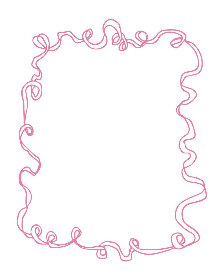 A pink and white frame with a wavy line. The frame is made of a single line that is drawn in a wavy pattern. The frame is pink and white, and it gives the impression of a ribbon or a piece of fabric vector