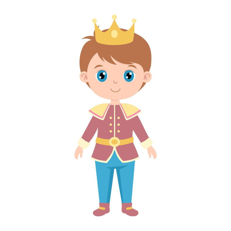 A young boy wearing a pink and gold costume with a crown on his head. He is smiling vector