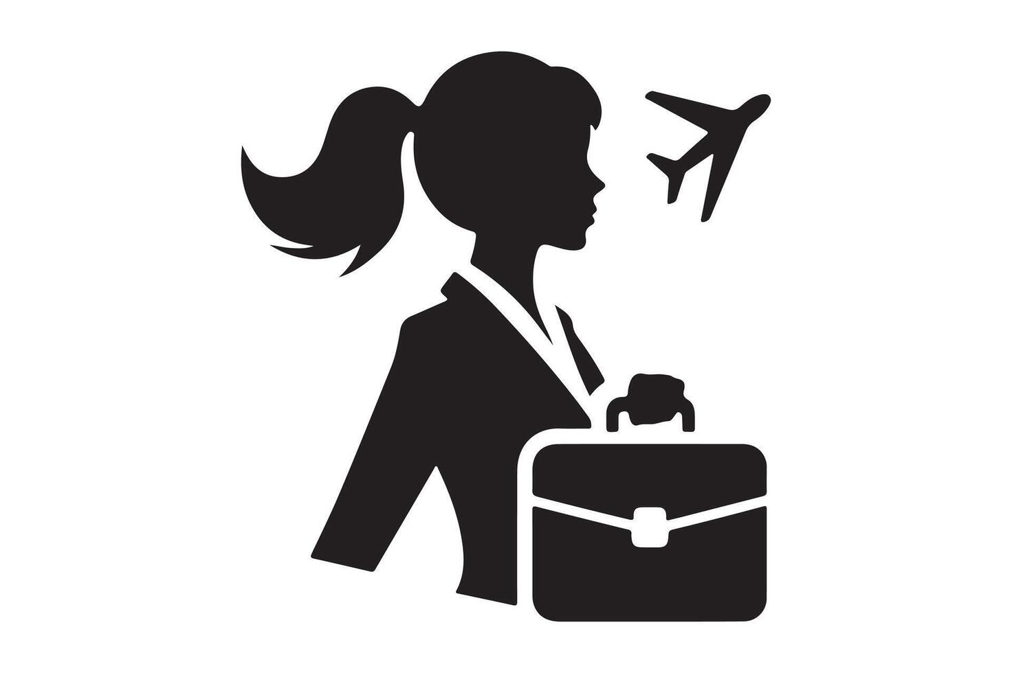 Professional Businesswoman Silhouette with Briefcase on the Move vector