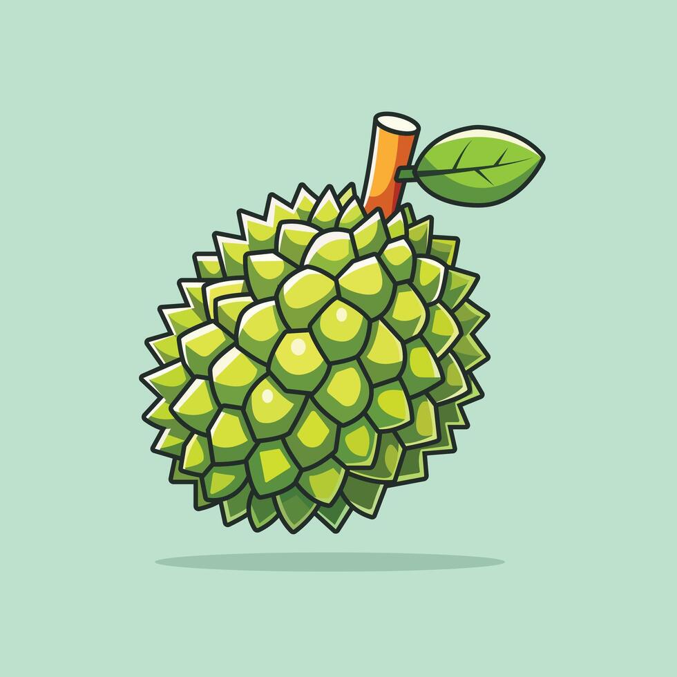 Durian Fruit Cartoon Icon Illustration. Food Nature Icon Concept Isolated . vector