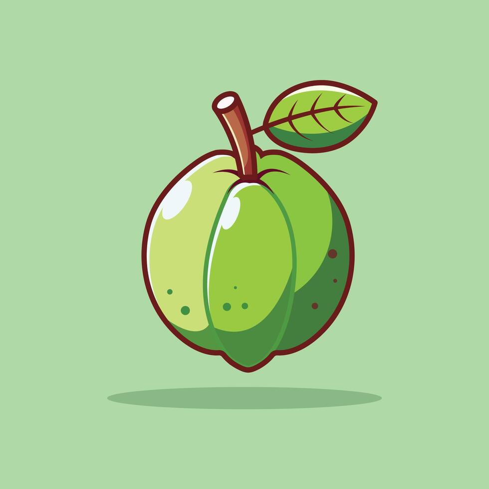 Guava Fruit Cartoon Icon Illustration. Food Nature Icon Concept Isolated Premium . Flat Cartoon Style vector