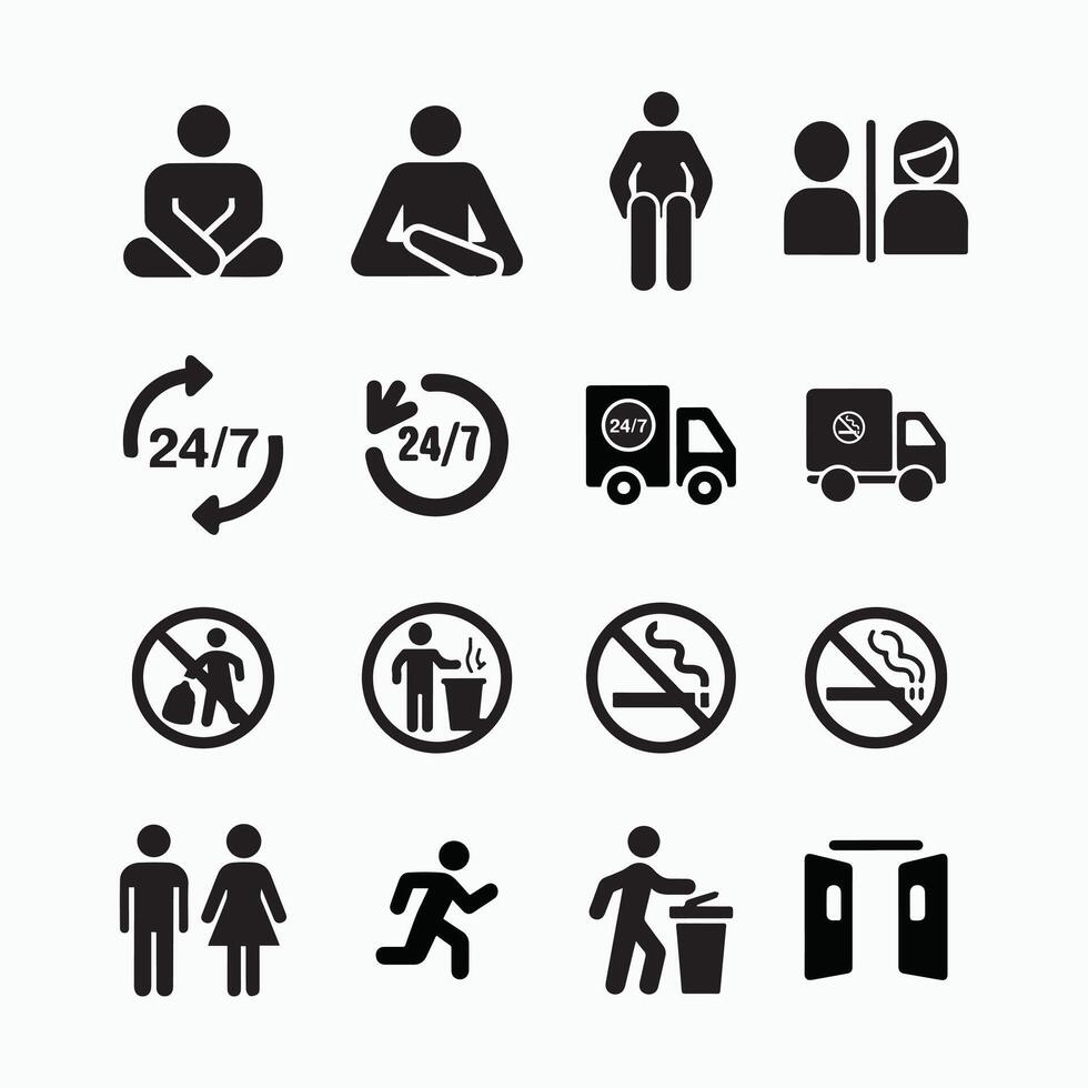 Set of silhouetted People Signs icons vector