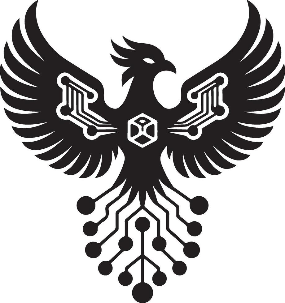 Majestic phoenix silhouette design black vector