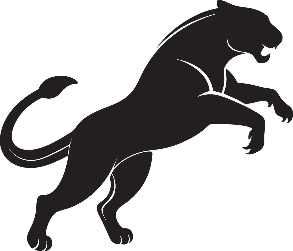 Panther silhouette leaping over a stream vector