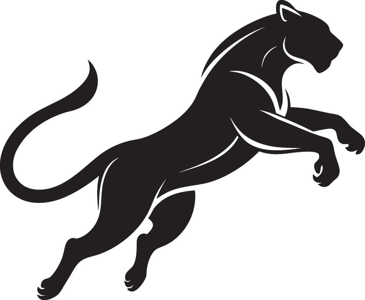 Fierce panther silhouette jumping vector