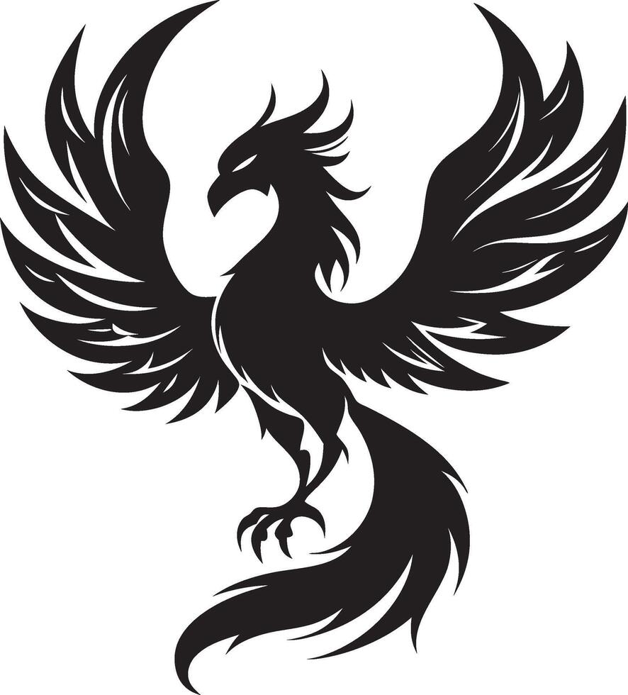Graceful phoenix silhouette in a circular motion vector
