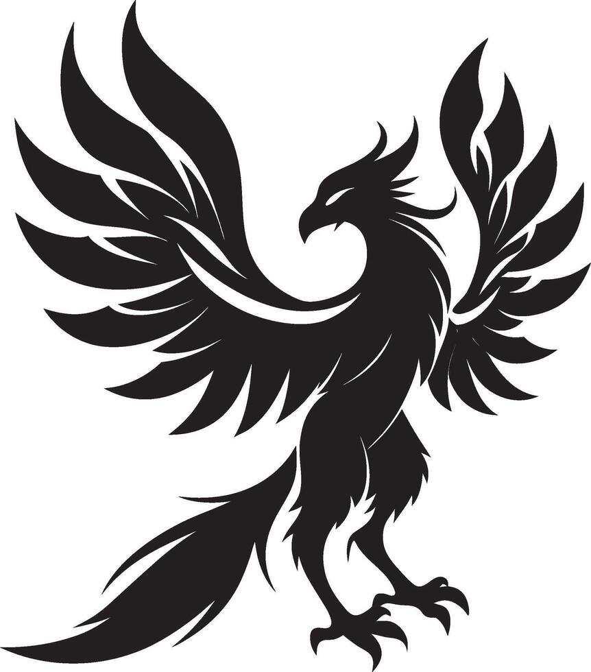 Phoenix silhouette in a dynamic vector