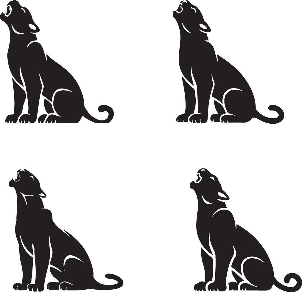 Fierce howling panther silhouette vector