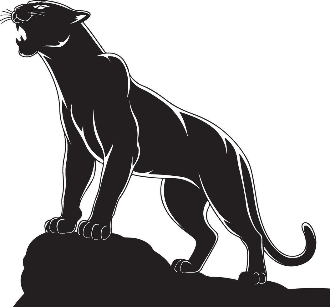 powerful howling panther silhouette vector