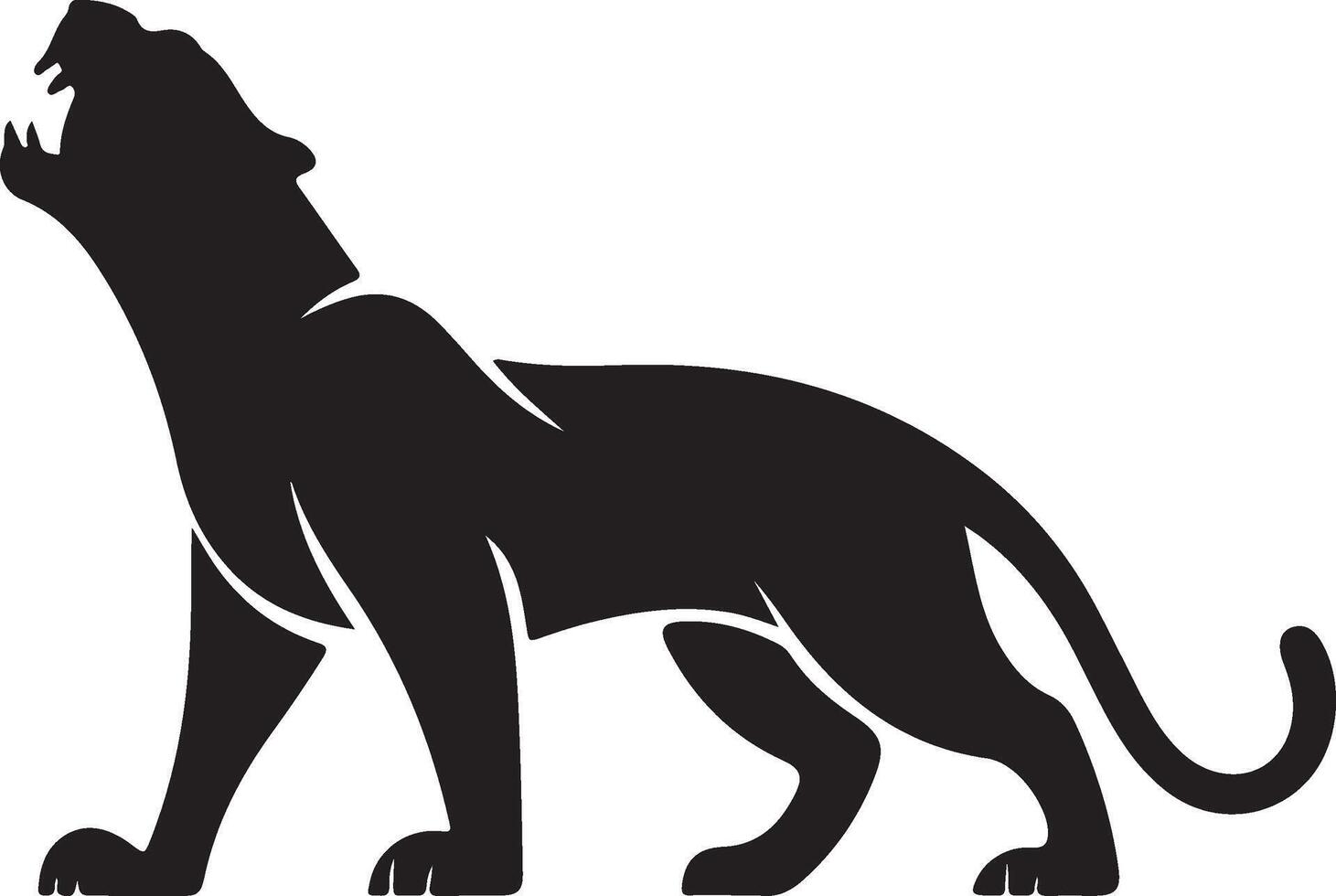 Majestic howling panther silhouette vector