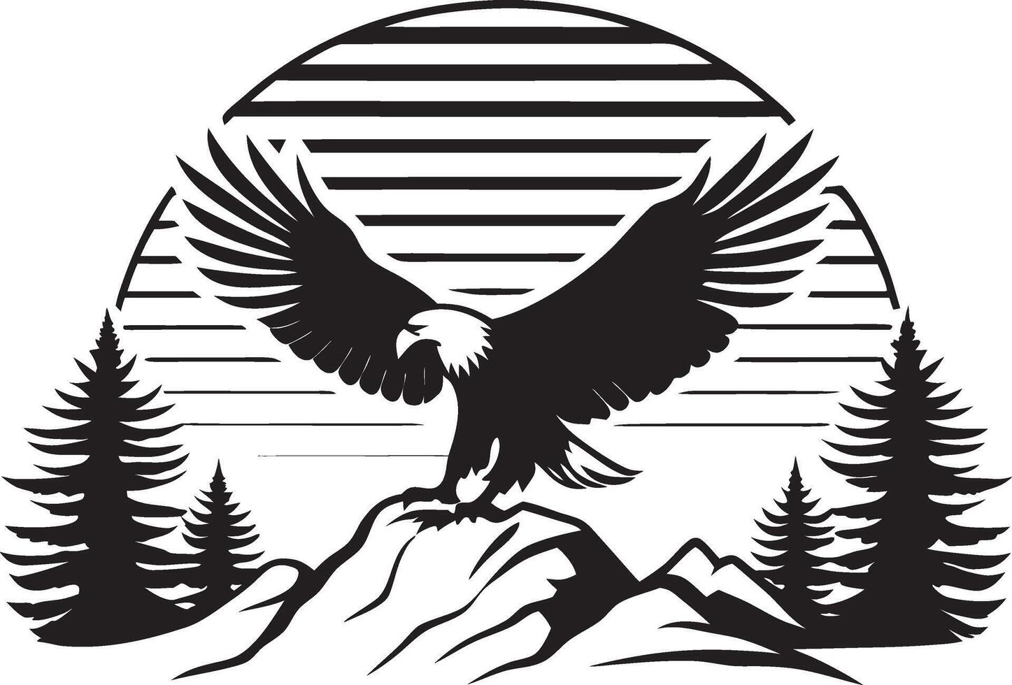 Majestic Winged Eagle Silhouette vector