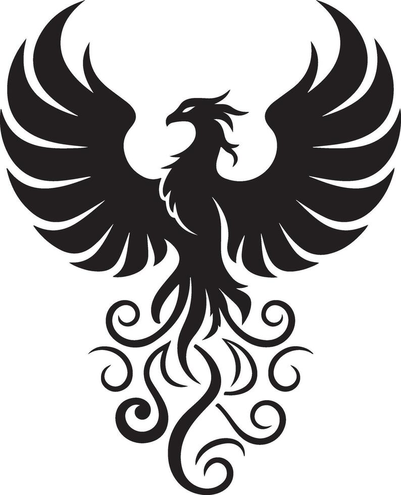 Phoenix silhouette with glowing embers vector