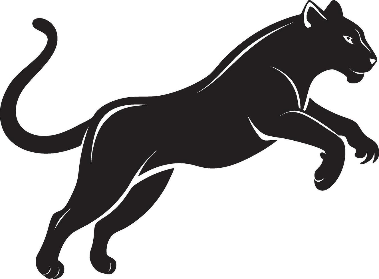 Panther silhouette leaping with sharp focus vector