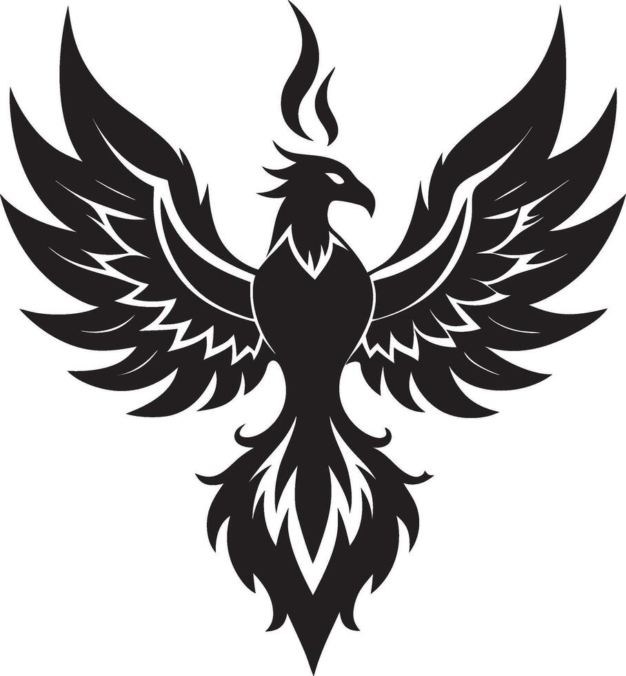 Majestic phoenix silhouette emerging from ashes vector
