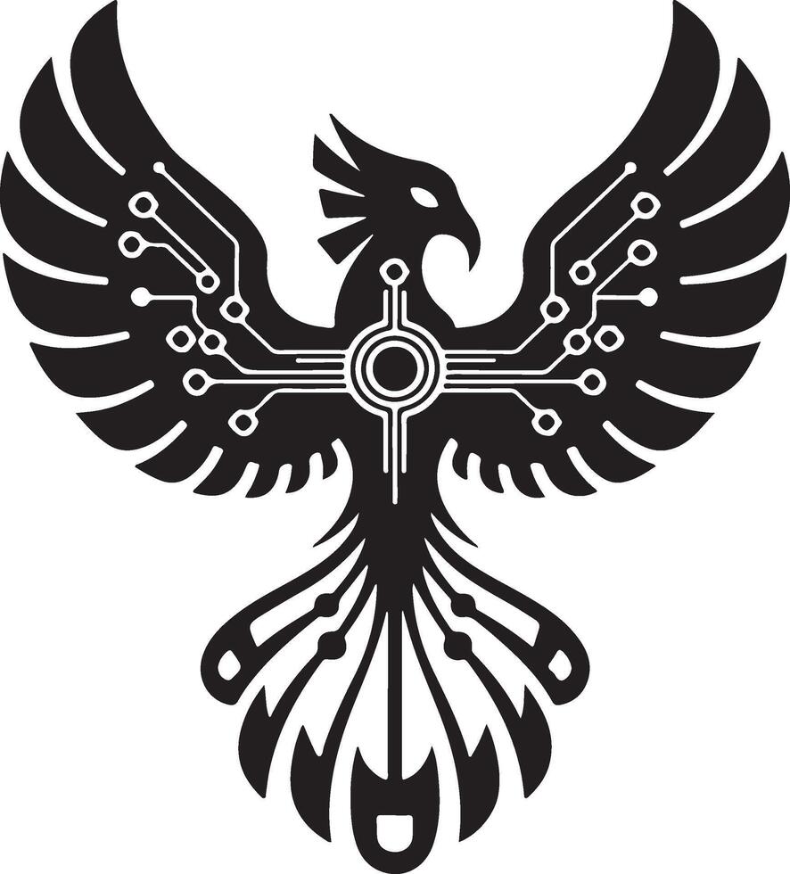 Majestic phoenix silhouette vector