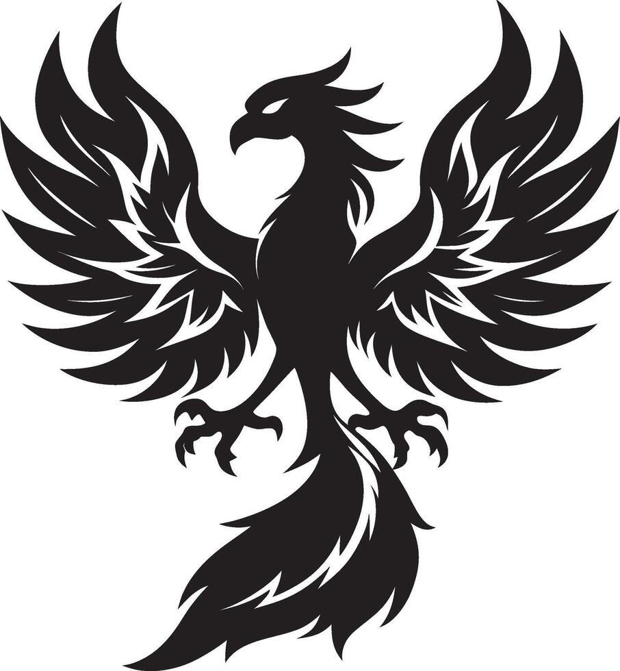 Regal phoenix silhouette in a dramatic pose vector