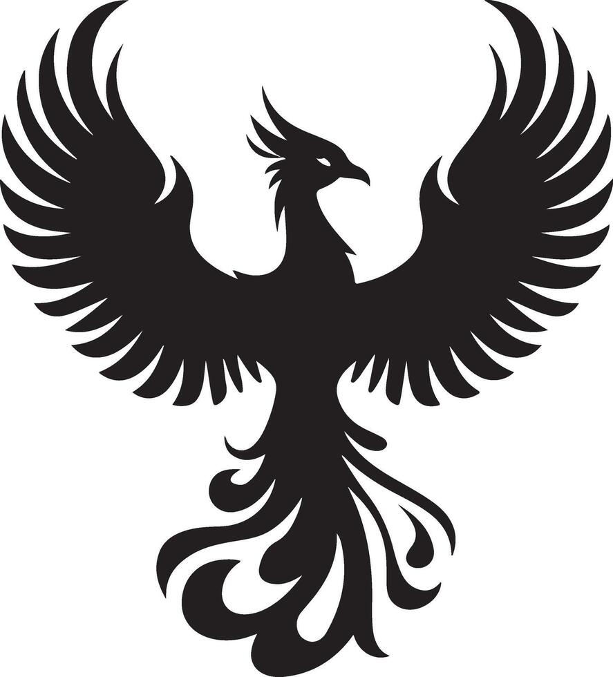 Fiery phoenix silhouette vector