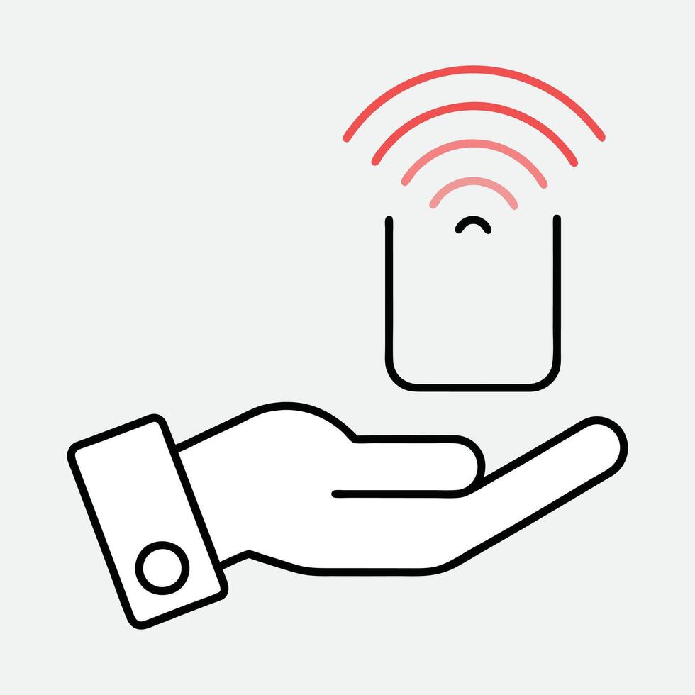 Wireless Signal Device in Hand Icon. vector