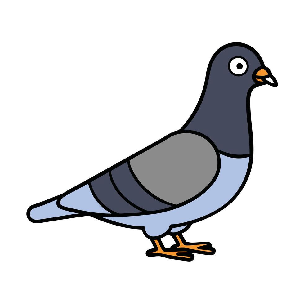 Cute Cartoon Pigeon Icon Colorful Bird. vector