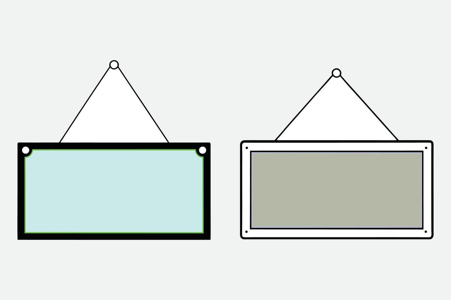 Stylized Hanging Signboard Clean Black and White Icon. vector