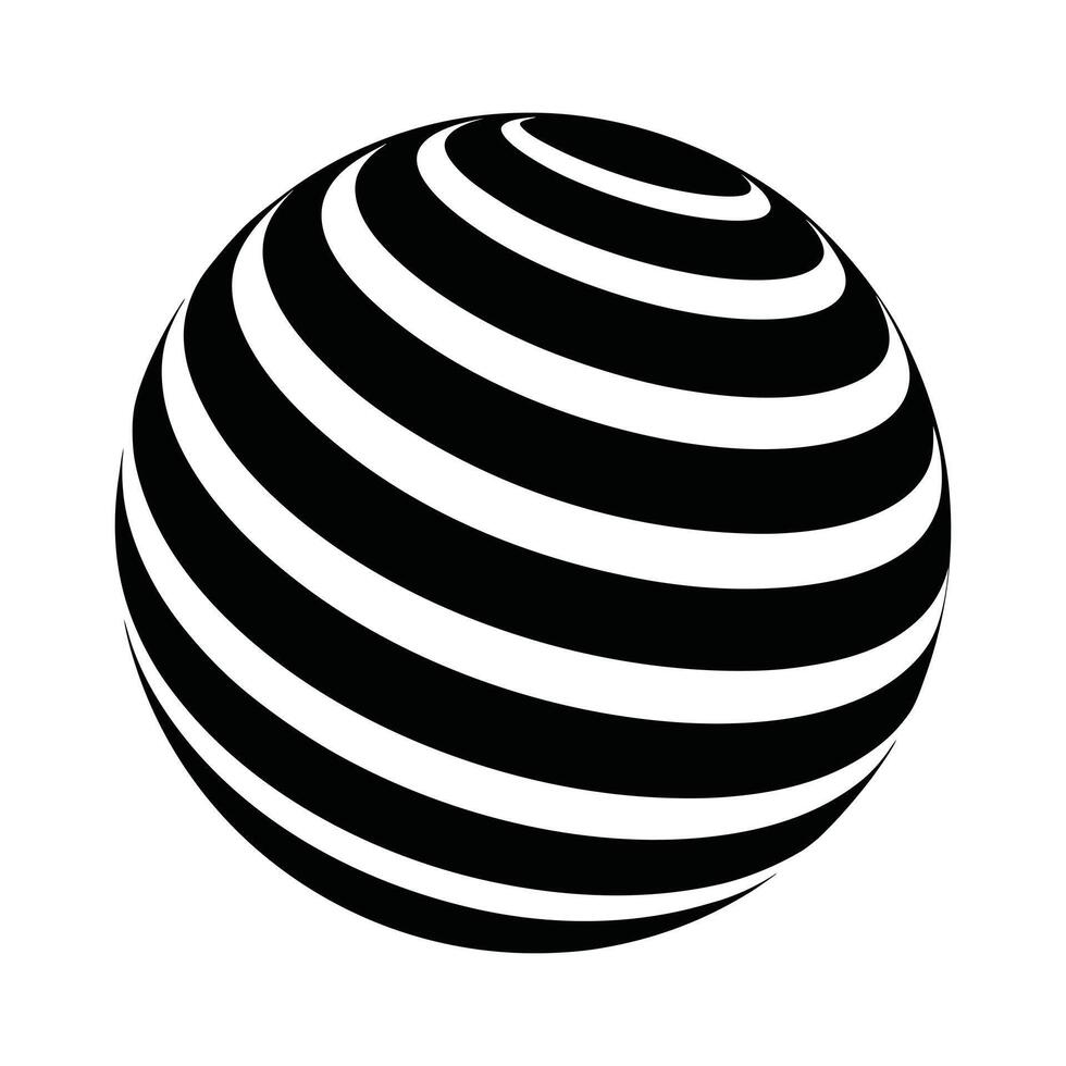 Abstract Sphere Icon Black and White Stacked Layers. vector